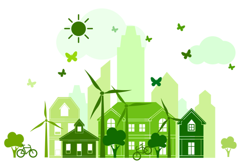 Illustration of green town