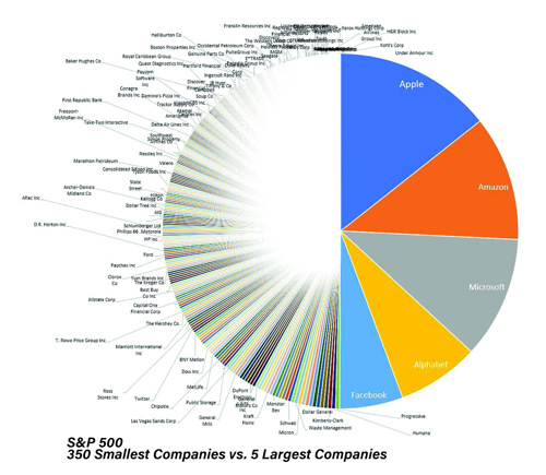 S&P 500: 350 Largest Companies versus 5 Smallest Companies